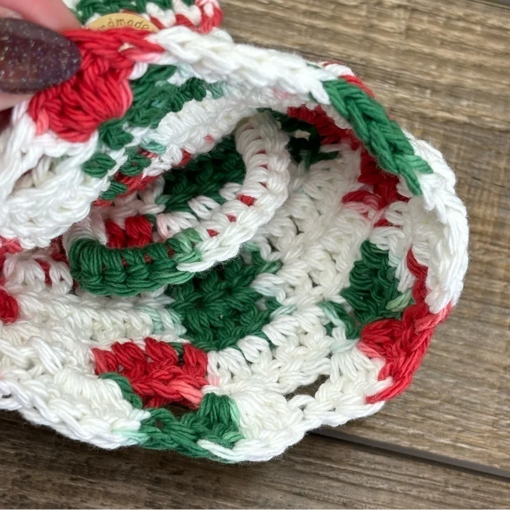 Kitchen Tea Hand Towel‎ Topper Holder Christmas Holiday Cotton Crochet by Seller